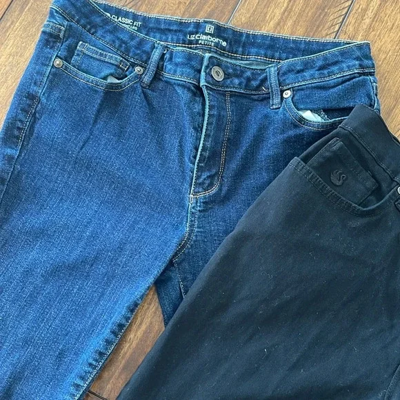 Bundle Jeans Pants denim blue Liz Clairborne black Gloria Vanderbilt Amanda 8p - Picture 3 of 16